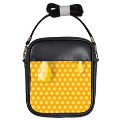 Abstract Honeycomb Background With Realistic Transparent Honey Drop Girls Sling Bag by Vaneshart