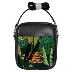 Abstract Seamless Pattern With Tropical Leaves Girls Sling Bag by Vaneshart