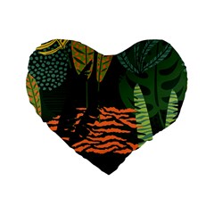 Abstract Seamless Pattern With Tropical Leaves Standard 16  Premium Flano Heart Shape Cushions