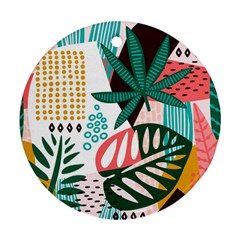 Abstract Seamless Pattern With Tropical Leaves Ornament (round)