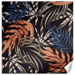 Trend Seamless Pattern With Colorful Tropical Leaves Plants Brown Background Canvas 20  x 20 