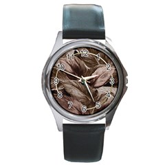 Foliage Circle Card Round Metal Watch