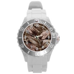 Foliage Circle Card Round Plastic Sport Watch (l)