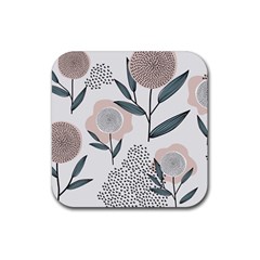 Retro Floral Pattern Rubber Coaster (square)  by Vaneshart