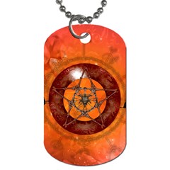 Awesome Skull On A Pentagram With Crows Dog Tag (two Sides) by FantasyWorld7