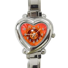 Awesome Skull On A Pentagram With Crows Heart Italian Charm Watch by FantasyWorld7