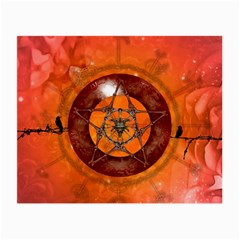 Awesome Skull On A Pentagram With Crows Small Glasses Cloth (2 Sides) by FantasyWorld7