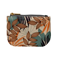 Trend Abstract Seamless Pattern With Colorful Tropical Leaves Plants Beige Mini Coin Purse