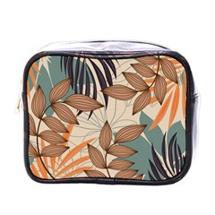 Trend Abstract Seamless Pattern With Colorful Tropical Leaves Plants Beige Mini Toiletries Bag (one Side) by Vaneshart