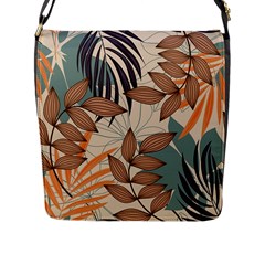 Trend Abstract Seamless Pattern With Colorful Tropical Leaves Plants Beige Flap Closure Messenger Bag (l)