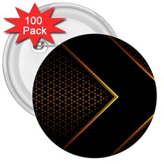 Black Arrow Gold Line Hexagon Mesh Pattern 3  Buttons (100 Pack)  by Vaneshart