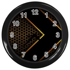 Black Arrow Gold Line Hexagon Mesh Pattern Wall Clock (black) by Vaneshart