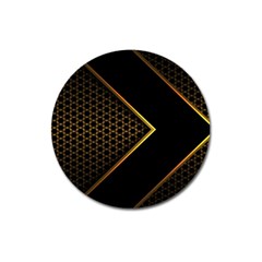 Black Arrow Gold Line Hexagon Mesh Pattern Magnet 3  (round) by Vaneshart