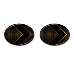 Black Arrow Gold Line Hexagon Mesh Pattern Cufflinks (oval) by Vaneshart