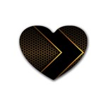Black Arrow Gold Line Hexagon Mesh Pattern Rubber Coaster (Heart)  Front