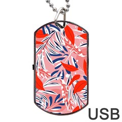 Tropical Seamless Pattern With Colorful Leaves Plants Dog Tag Usb Flash (one Side)