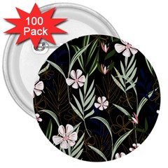 Trending Abstract Seamless Pattern With Colorful Tropical Leaves Plants Black Background 3  Buttons (100 Pack)  by Vaneshart