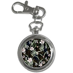 Trending Abstract Seamless Pattern With Colorful Tropical Leaves Plants Black Background Key Chain Watches