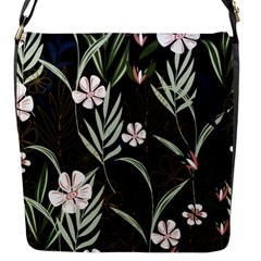 Trending Abstract Seamless Pattern With Colorful Tropical Leaves Plants Black Background Flap Closure Messenger Bag (s)