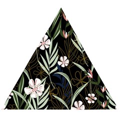 Trending Abstract Seamless Pattern With Colorful Tropical Leaves Plants Black Background Wooden Puzzle Triangle by Vaneshart