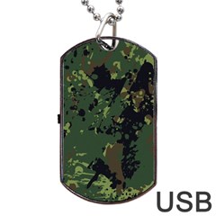 Military Background Grunge Style Dog Tag Usb Flash (two Sides)