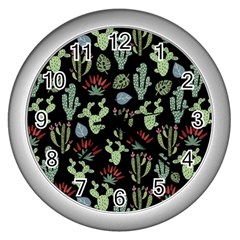 Cute Africa Seamless Pattern Wall Clock (silver)