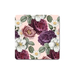 Romantic Floral Background Square Magnet