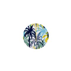 Colorful Summer Palm Trees White Forest Background 1  Mini Buttons by Vaneshart