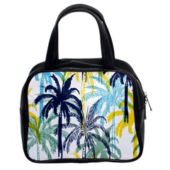 Colorful Summer Palm Trees White Forest Background Classic Handbag (two Sides) by Vaneshart