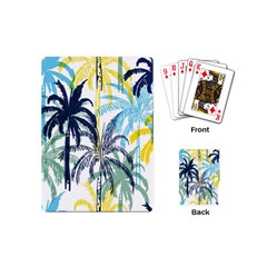 Colorful Summer Palm Trees White Forest Background Playing Cards Single Design (mini) by Vaneshart