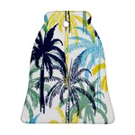 Colorful Summer Palm Trees White Forest Background Bell Ornament (Two Sides) Back