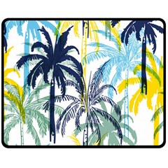 Colorful Summer Palm Trees White Forest Background Double Sided Fleece Blanket (medium) 