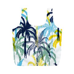 Colorful Summer Palm Trees White Forest Background Full Print Recycle Bag (m)