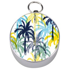 Colorful Summer Palm Trees White Forest Background Silver Compasses by Vaneshart