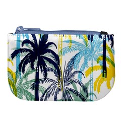 Colorful Summer Palm Trees White Forest Background Large Coin Purse by Vaneshart