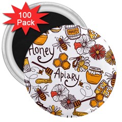 Honey Seamless Pattern 3  Magnets (100 Pack)