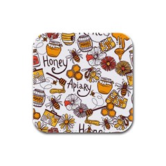 Honey Seamless Pattern Rubber Square Coaster (4 Pack)  by Vaneshart