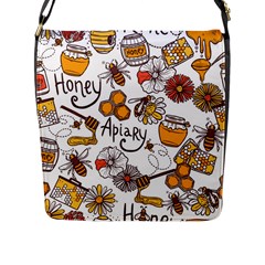 Honey Seamless Pattern Flap Closure Messenger Bag (l)