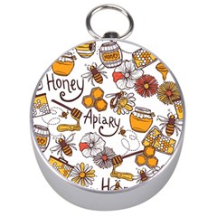 Honey Seamless Pattern Silver Compasses