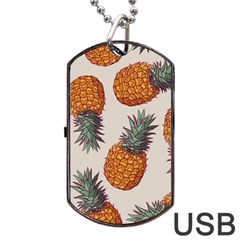 Seamless Pattern With Vector Illustrations Pineapples Dog Tag Usb Flash (two Sides)