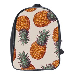 Seamless Pattern With Vector Illustrations Pineapples School Bag (xl) by Vaneshart