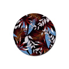 Trending Abstract Seamless Pattern With Colorful Tropical Leaves Plants Black Rubber Coaster (round)  by Vaneshart