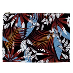 Trending Abstract Seamless Pattern With Colorful Tropical Leaves Plants Black Cosmetic Bag (xxl)