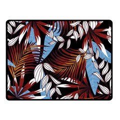 Trending Abstract Seamless Pattern With Colorful Tropical Leaves Plants Black Double Sided Fleece Blanket (small) 