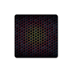 Dark Hexagon With Light Fire Background Square Magnet