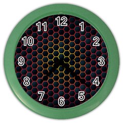 Dark Hexagon With Light Fire Background Color Wall Clock by Vaneshart