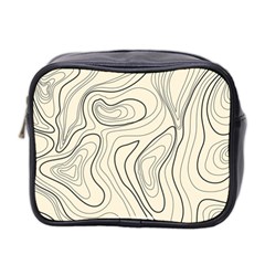 Topographic Lines Background Salmon Colour Shades Mini Toiletries Bag (two Sides)