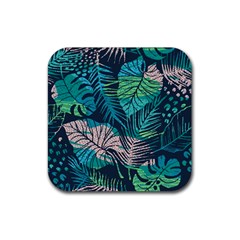 Seamless Abstract Pattern With Tropical Plants Rubber Coaster (square) 