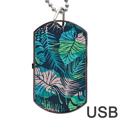 Seamless Abstract Pattern With Tropical Plants Dog Tag Usb Flash (two Sides)