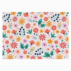 Flat Colorful Flowers Leaves Background Large Glasses Cloth